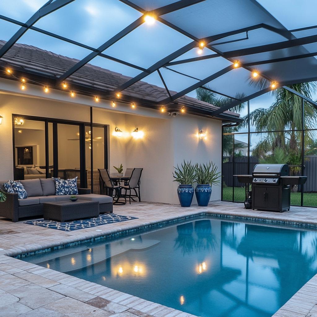 indoor pool with lanai cage